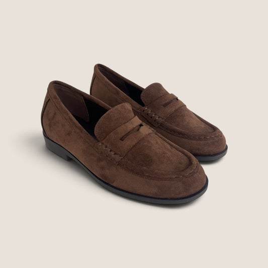 Mocassino Penny Loafer Marrone Effetto Camoscio