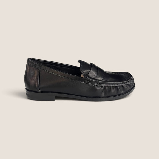 Mocassino Penny Loafer Nero Arricciato