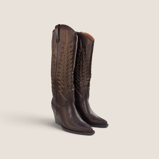 Stivale Texano Camperos Testa di Moro con Ricami Western