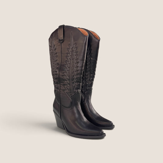Stivale Texano Camperos Nero con Ricami Western
