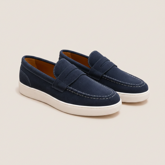 Mocassino Penny Slip-on in Suede Blu Chiaro