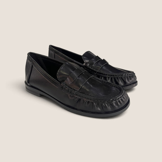 Mocassino Penny Loafer Nero Arricciato
