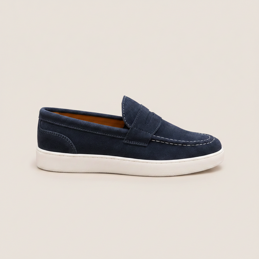 Mocassino Penny Slip-on in Suede Blu Chiaro