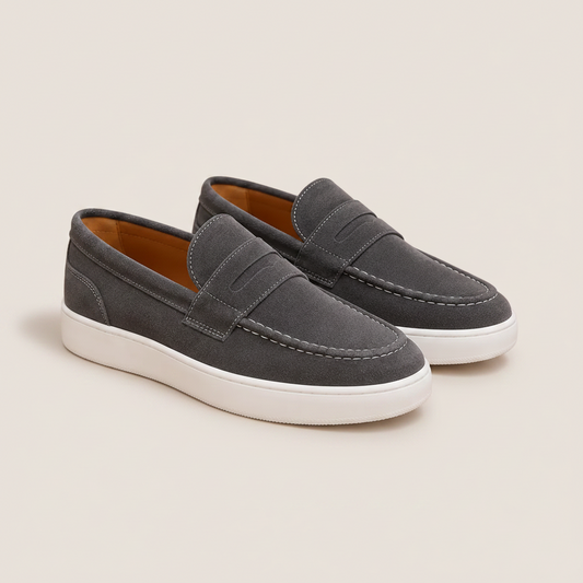 Mocassino Penny Slip-on in Suede Grigio Fumo