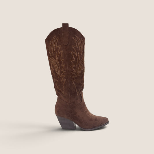 Stivale Texano Camperos Camoscio Testa di Moro con Ricami Western