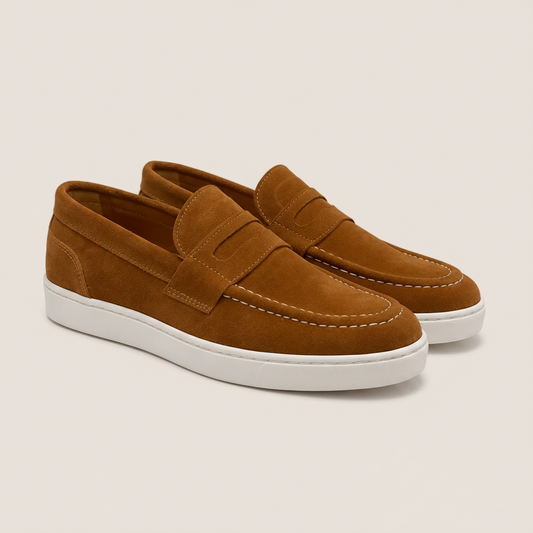 Mocassino Penny Slip-on in Suede Tabacco
